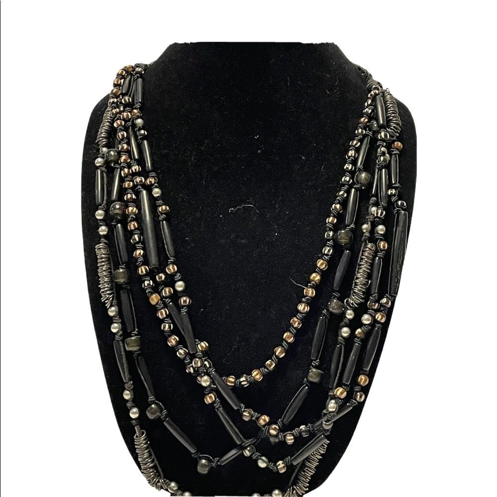 artisan crafted boho mixed multi strand necklace